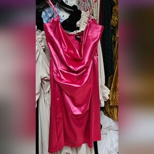 Pink stretch satin bodycon dress 1XL